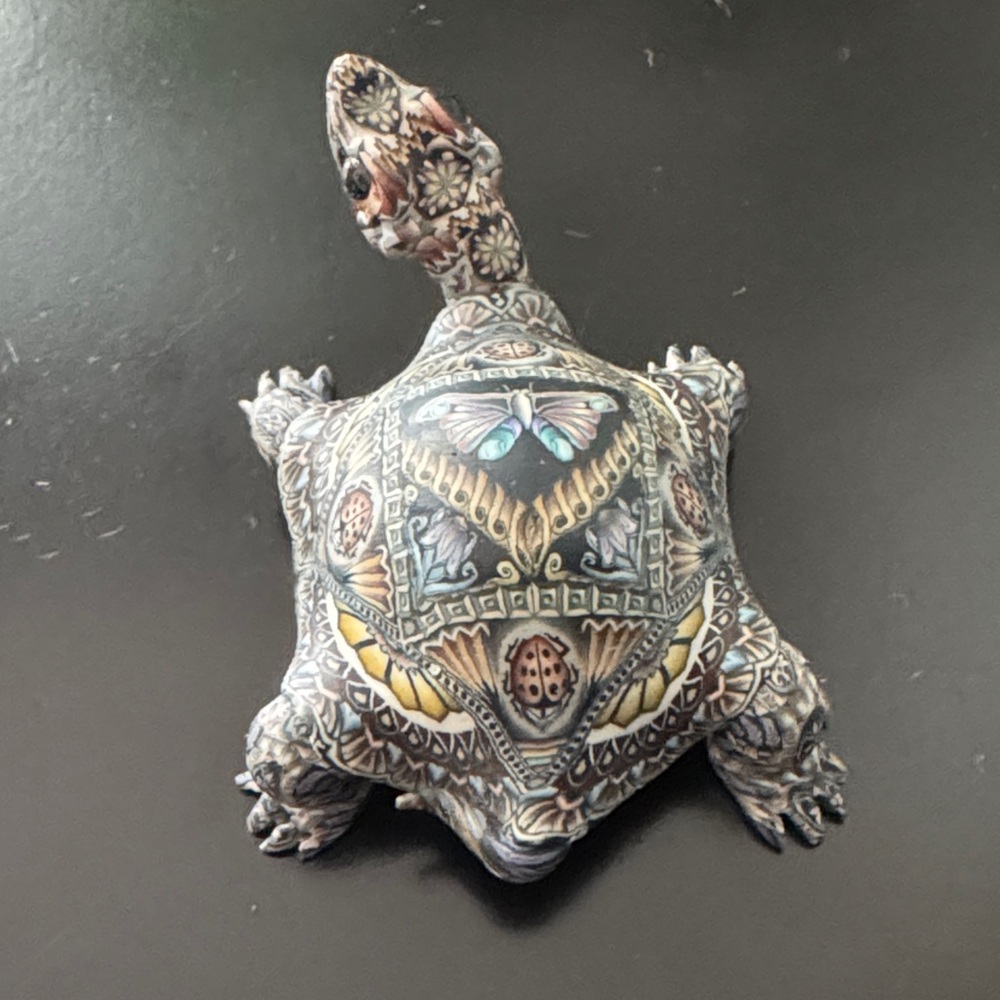 Jon Stuart Anderson Signed 2005 Fimo Creations Millefiori Clay Baby Turtle